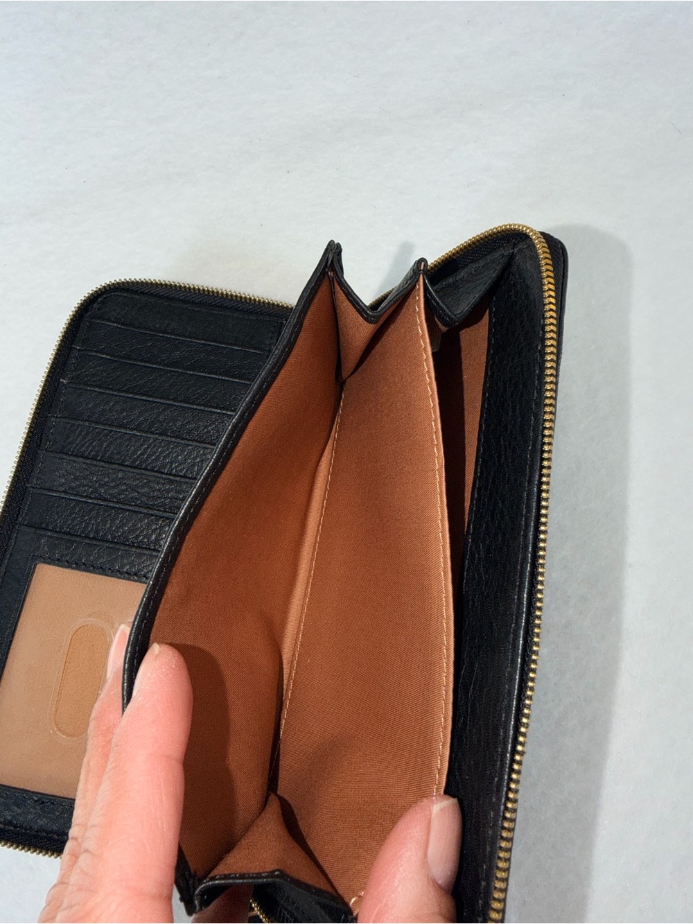 Like New Nila HOBO Black Leather Zip Wallet with Black and Cream Tassel - Picture 7 of 11